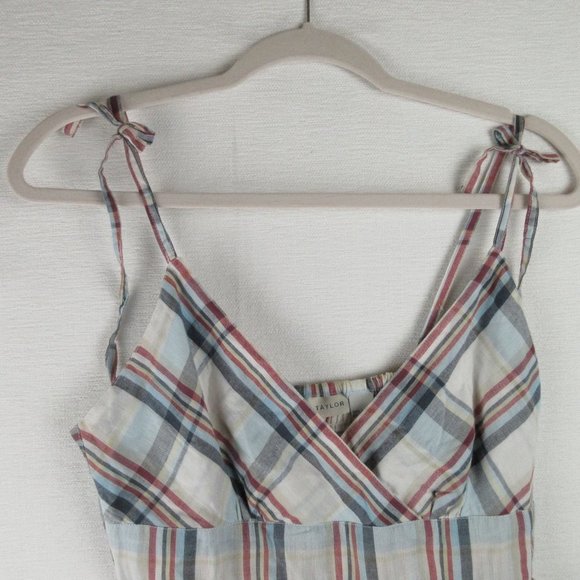 Lord & Taylor Plaid Dress Size M Red White Blue - Picture 2 of 10